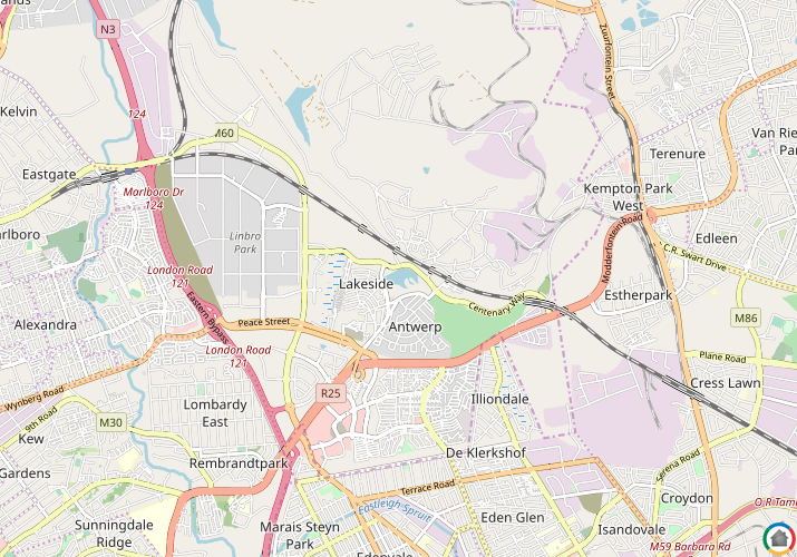 Map location of Modderfontein